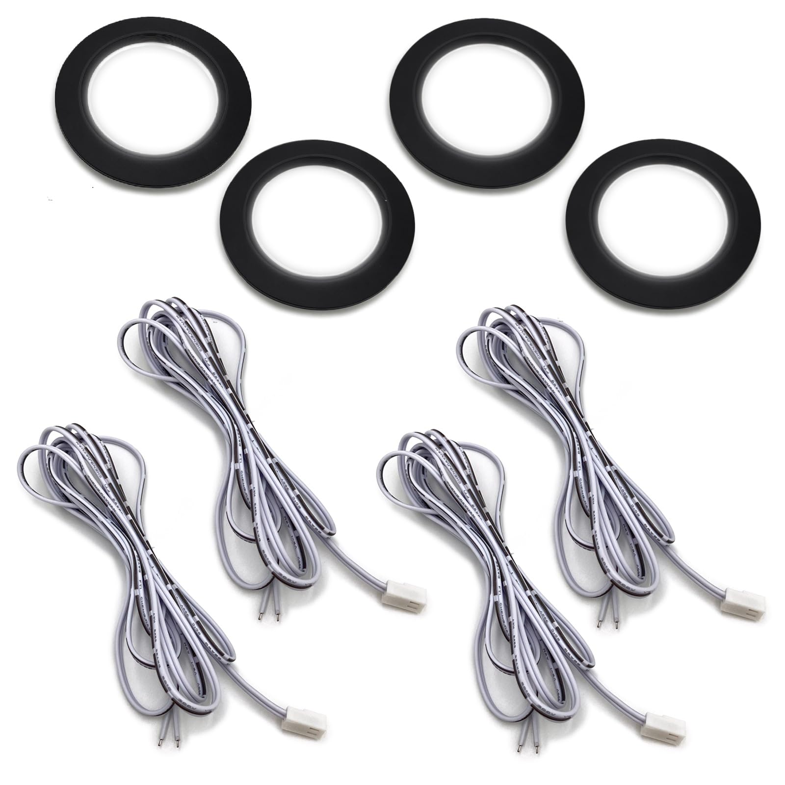 

(S-Мережа) Компактний світлодіодний світильник точкового освітлення DC 12V 3W, білий з чорною рамкою, 6500K, потребує збирання, розміри: 68мм, Товщина: 14мм, 2м Кабель, 4 Штуки