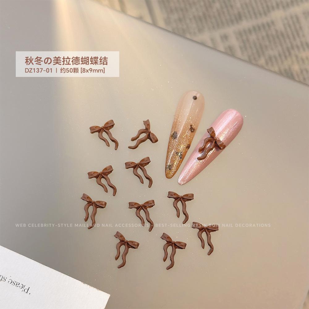 

Maillard Bow Nail Accessories Internet Famous Popular Drifting Ribbon Resin Decoration