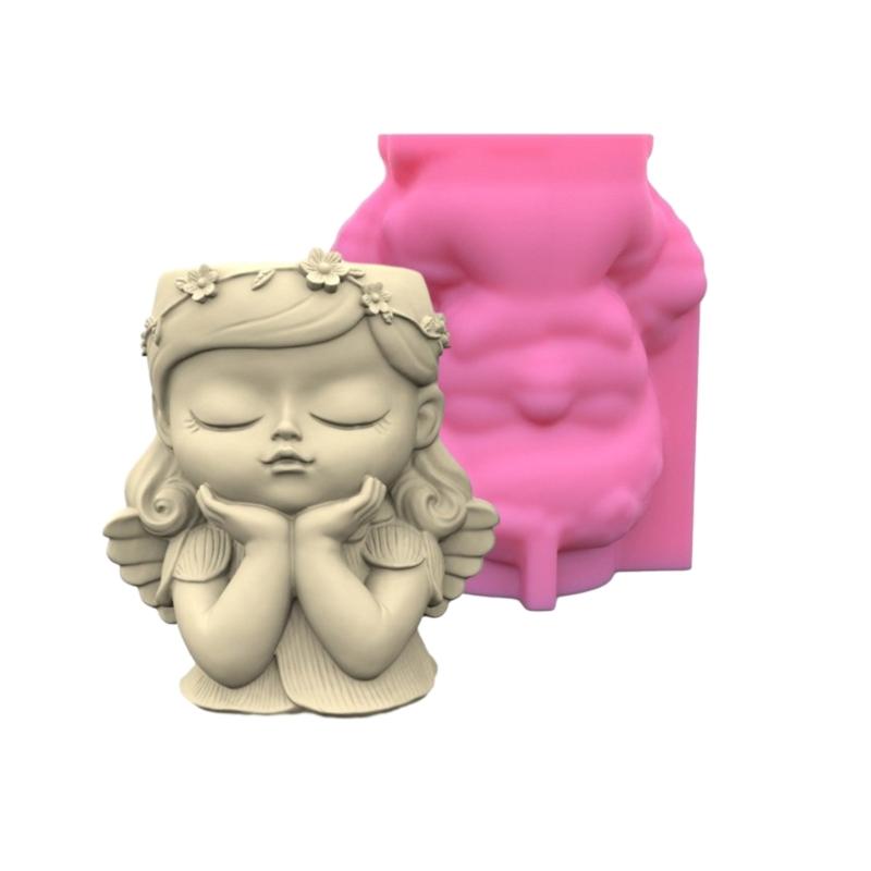 Cute Girl Pen Holder Silicone Mold Table Ornament Succulent Planter Flowerpot Molds Epoxy Resin Mold  Plaster Making