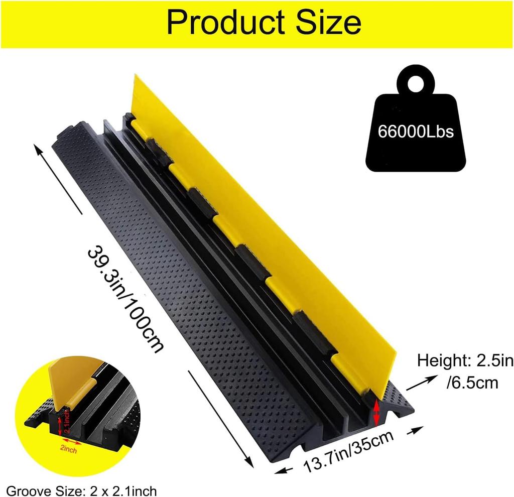 Bimiti 2-Kanal Bodenkabel-Schutz, Kabelabdeckung, Outdoor-Kabelabdeckung, Bodenkabelschutz, Gummi-Elektrokabel-Schlauchschutz,