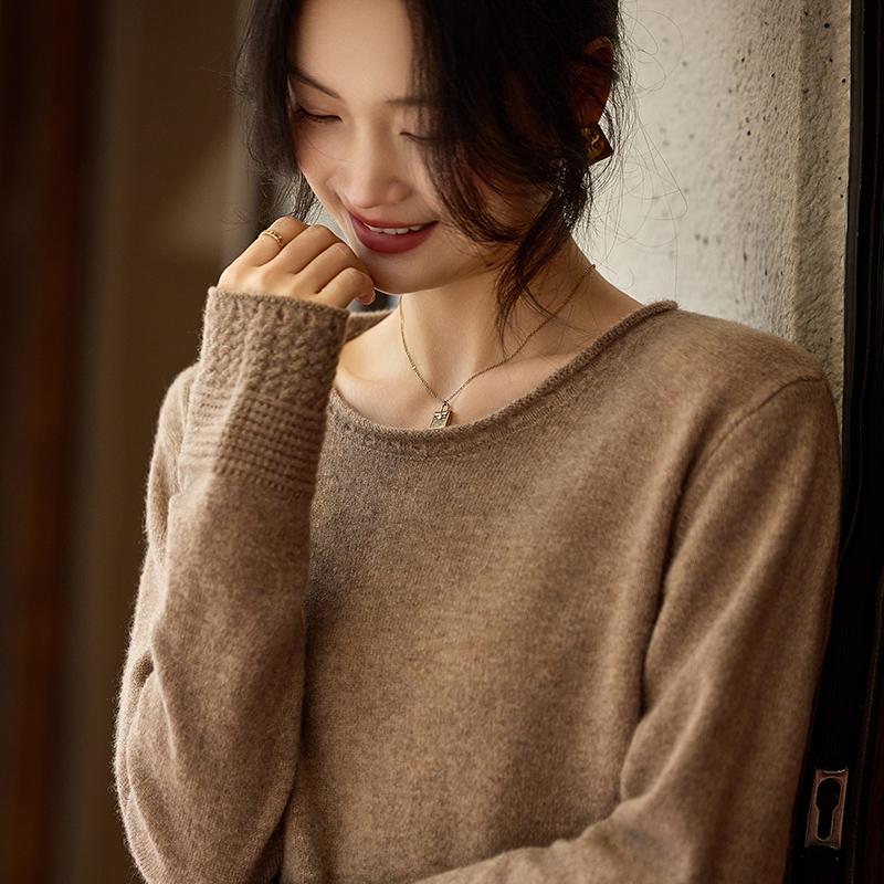 Women's Cashmere Sweater Qinghe Cashmere 30% Cashmere 70% Wool Autumn and Winter Pullover Warm and Fashionable