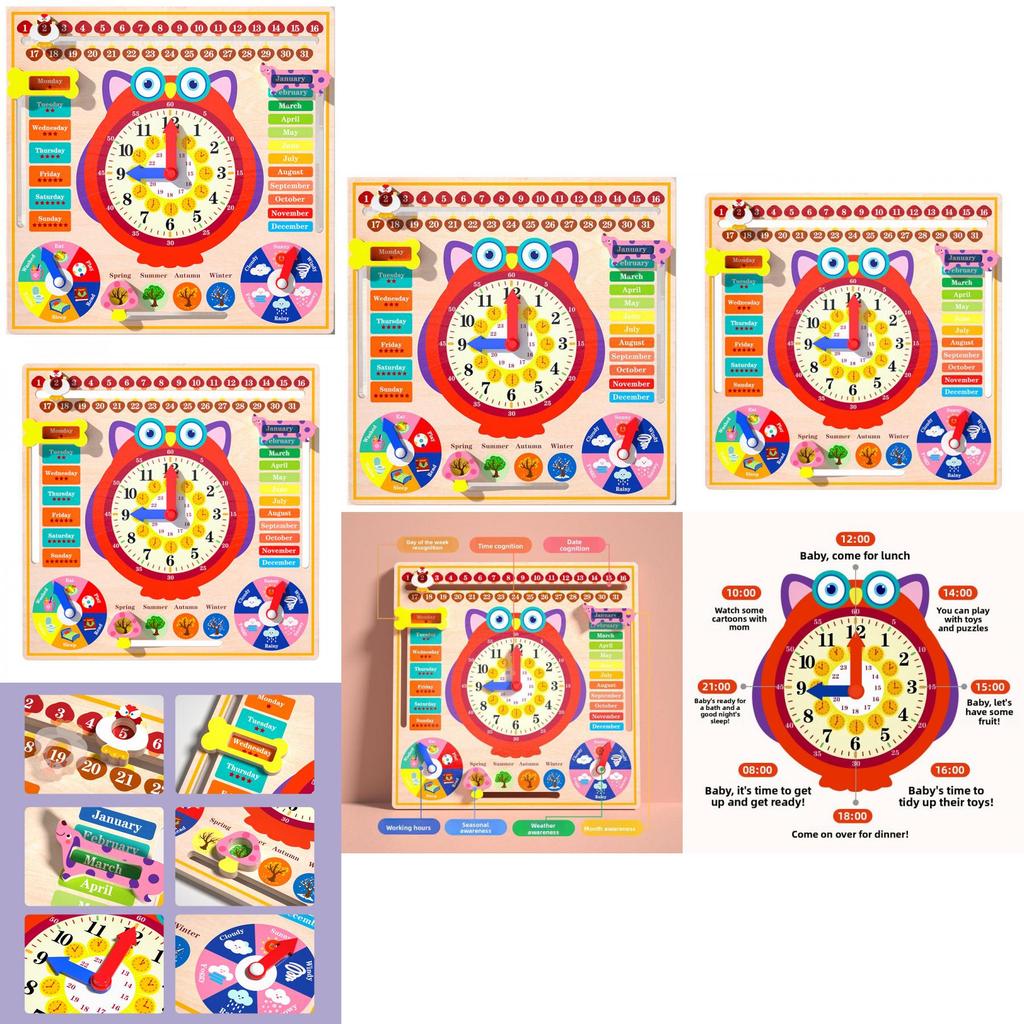 Preschool Wooden Calendar And Timeteaching Puzzle Board For Kids Development