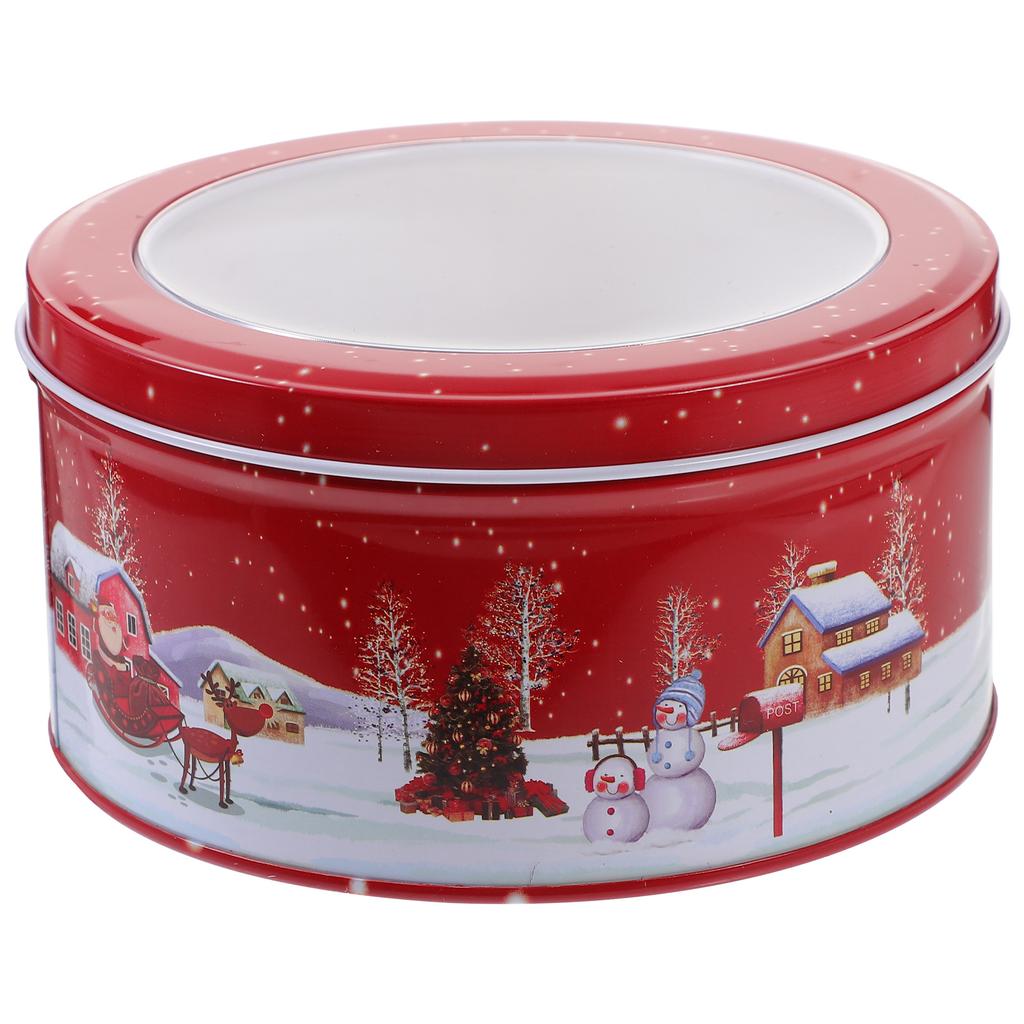 1pc Candy Box Christmas Tinplate Cookie Storage Container Xmas Gift Packaging Sweet Treat Holder Festive Metal Tin Decor