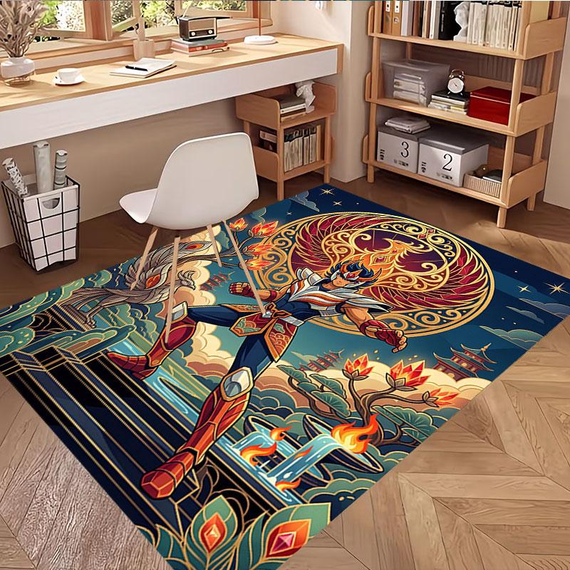 Saint Seiya Print Rug, Washable Floor Carpet, For Entryway Dorm Laundry Room Office Study, Home Decor Birthday Christmas Gift