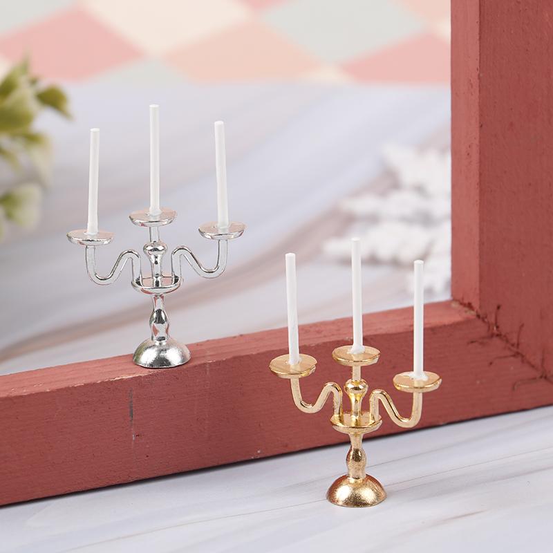 1:12 Domek dla lalek Miniaturowe Retro Świeczniki Lampa Świecowa Model Dekoracja Akcesoria