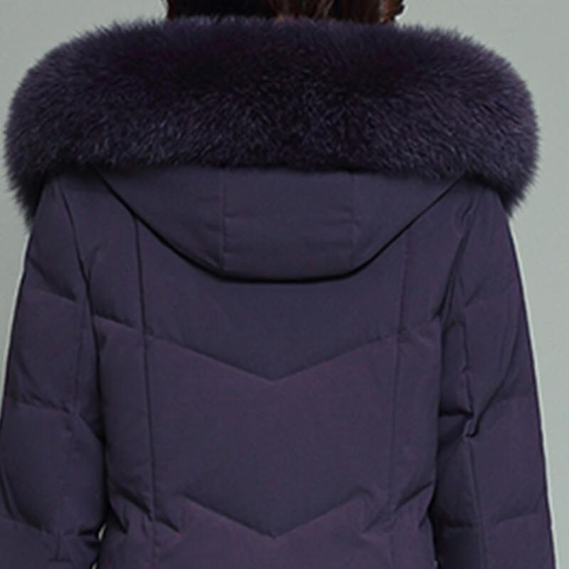 Xuezhongfei Women's Long Winter Down Jacket with Fox Fur Collar