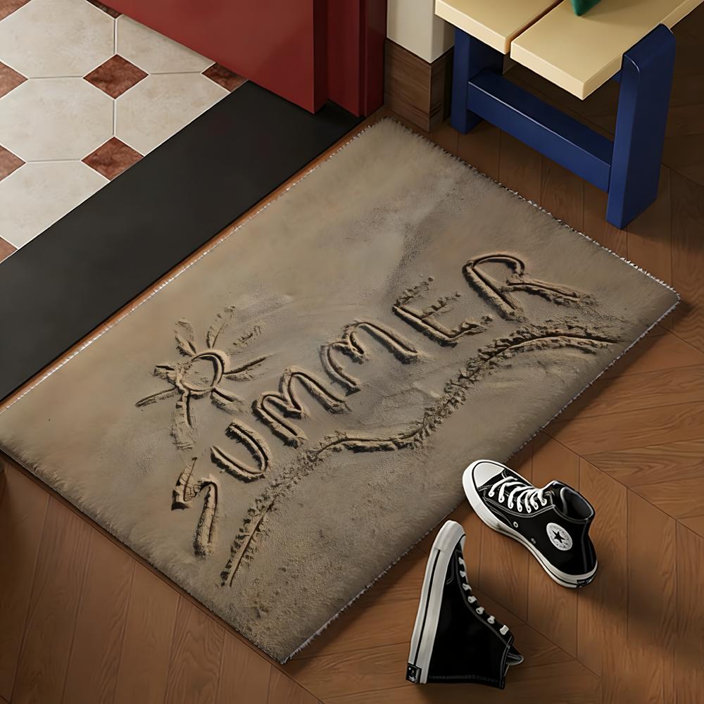 Beach Sand Floor Mat Soft Flannel Rug Non-Slip Absorbent Mat For Bathroom Bedroom Home Decor