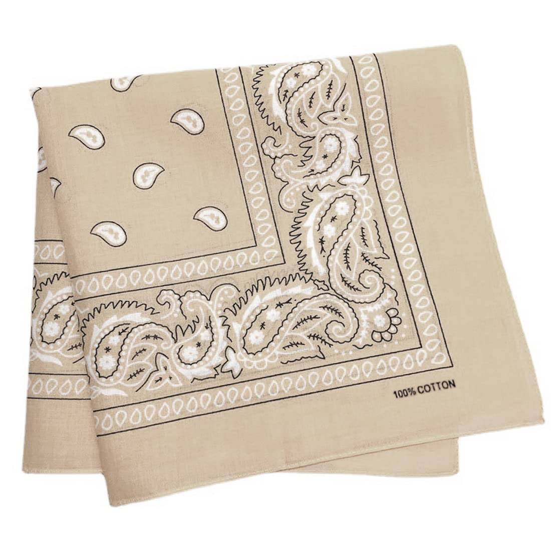 Trifong Bandana Paisley Bandana Wine Red 100% Cotton Large Cashew Pattern Men s Women s Handkerchief 55cm x 55cm Khaki
