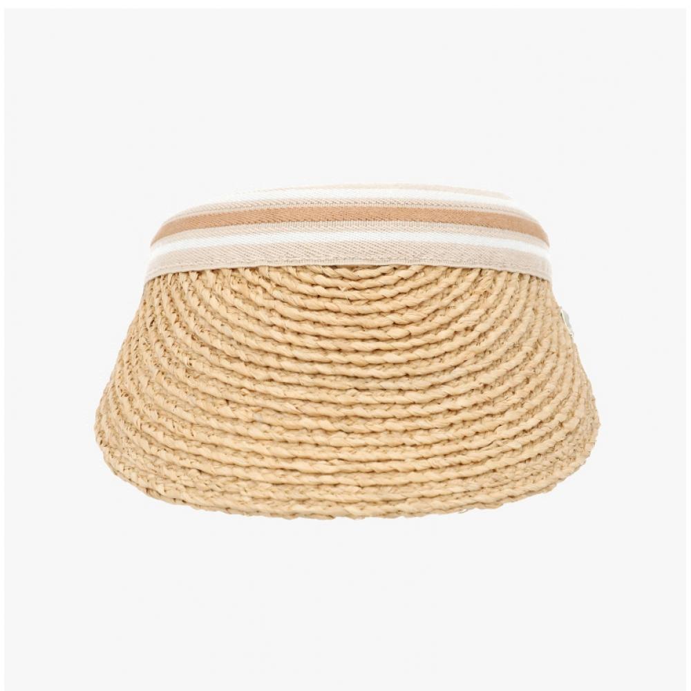 Helen Kaminski Bianka 8 Natural Nuga Stripe Visor Sun Cap