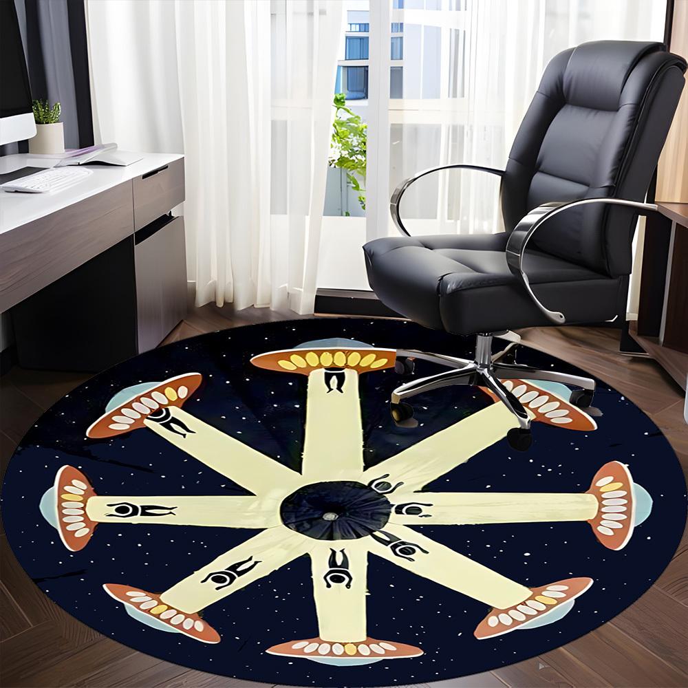 1pc UFO Office Round Area Rug, Under Office Chairs Bedroom Living Room Home Decor, Room Deco, Available in Various Sizes