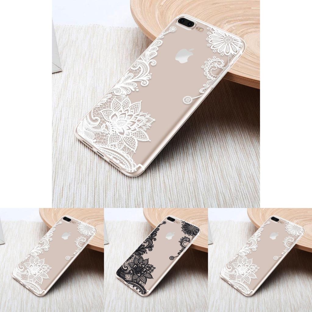 Lace Slim Flower Clear Soft Silicone Case Cover For Iphone X 6s 7 8 Plus