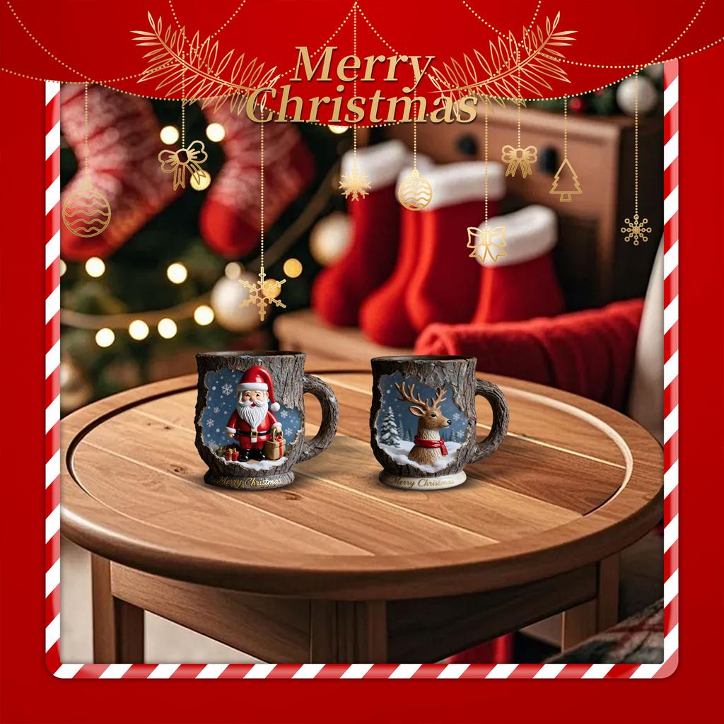 Christmas Sister Transparent High-Borosilicate Glass Cup - Deer-shaped Cup With Antlers - Christmas High-Borosilicate Glass Mug - Transparent - 325ML