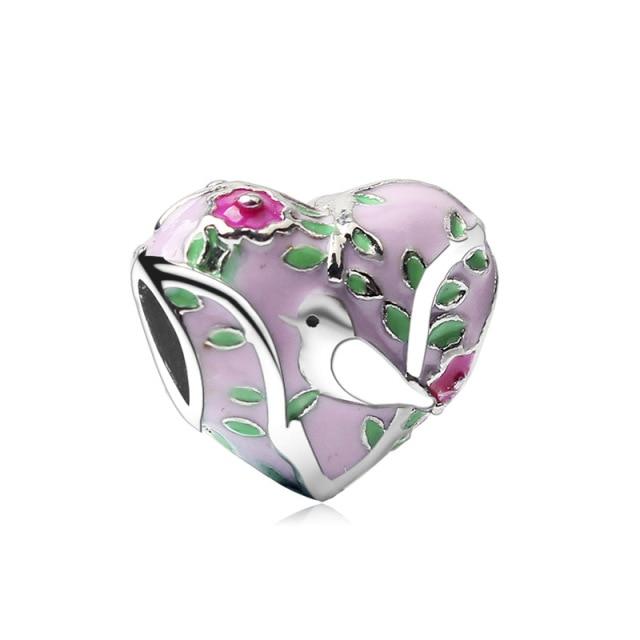 Charm Original Pink Peach Blossom Butterfly Love Series Beads Suitable for Original Ladies Bracelet Jewelry