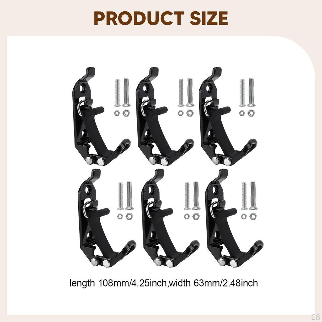 6 Metal Rubber Clamps for Wall Mounting, Garage Storage, Stable Holders Roof Racks