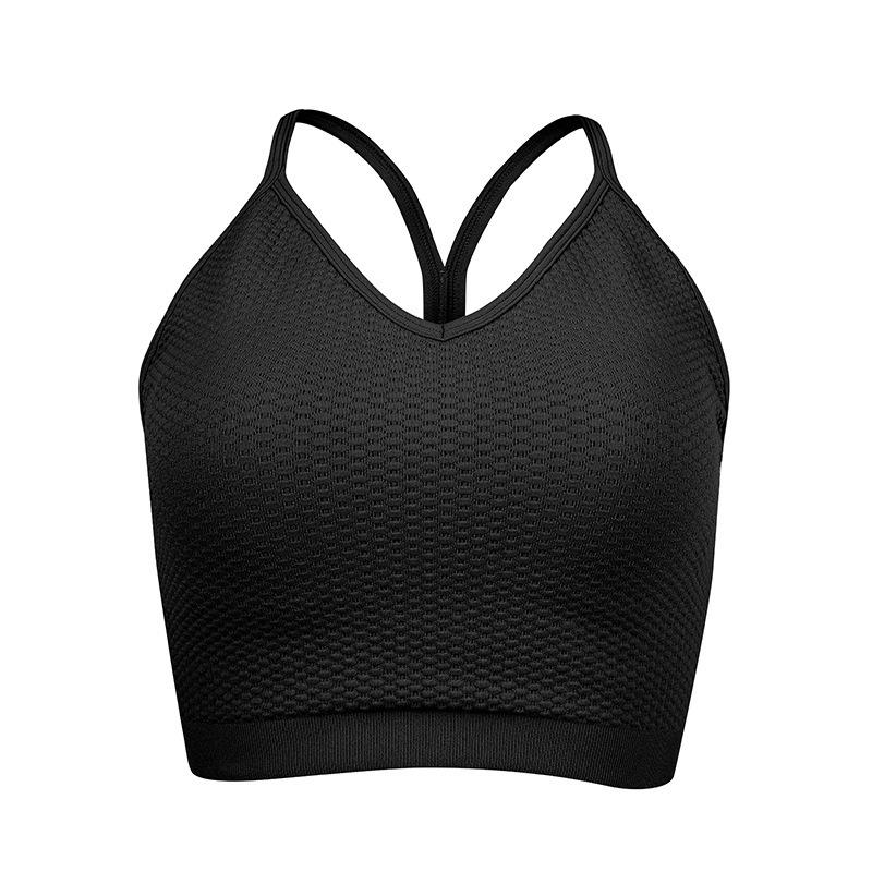 

Женский спортивный бюстгальтер из лайкры с нагрудными вкладышами - красивая спинка, ощущение обнаженности, майка для йоги и фитнеса. Large