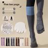 Autumn and Winter Five-finger Yoga Socks, Calf Socks, Pressure Sports, Anti-slip, Color-blocked Pilates, Long Toe Split Socks