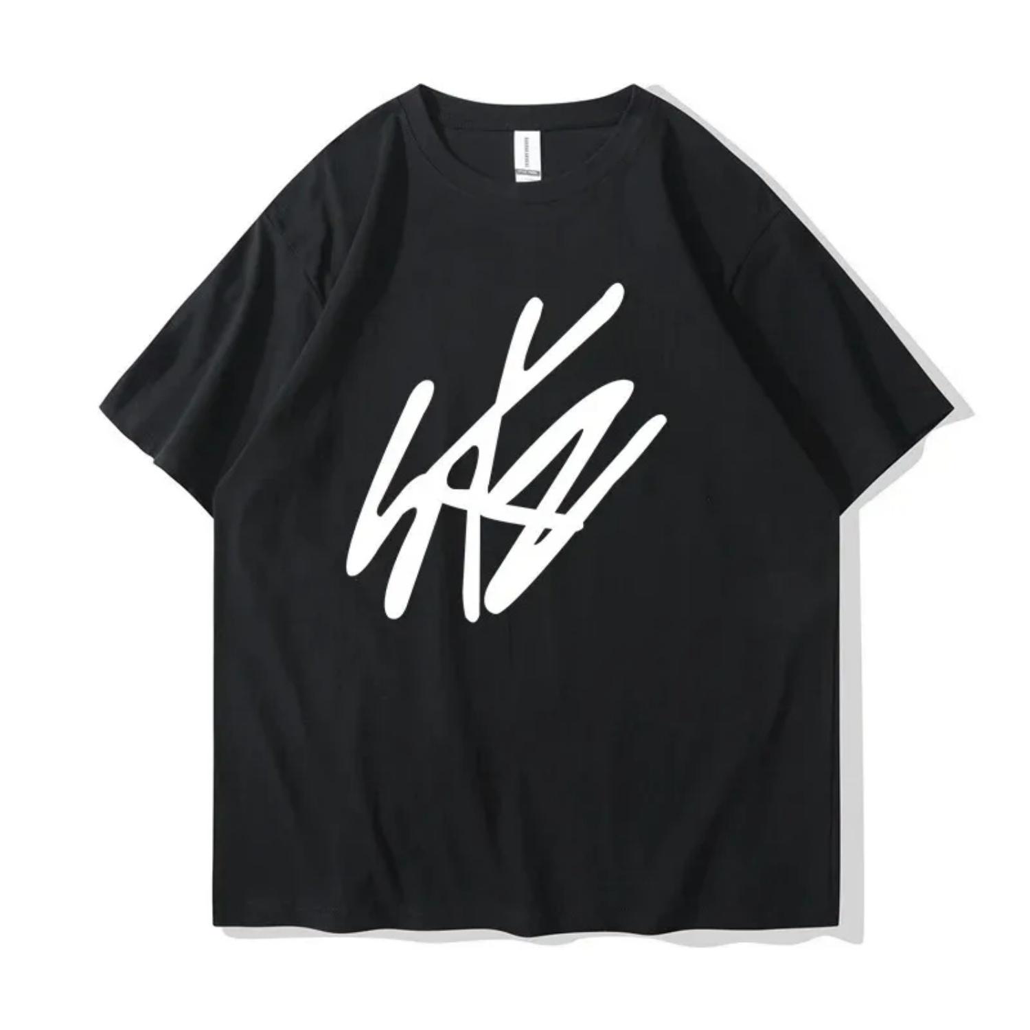 Fashion Trend Short Sleeved Anime Casual Cute T-shirt Round Neck s Casual Loose Kawaii Loose Streetwear S чёрный