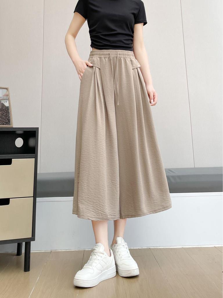 Women's Summer 2025 High-Waisted Ice-Feel Wide-Leg Culottes