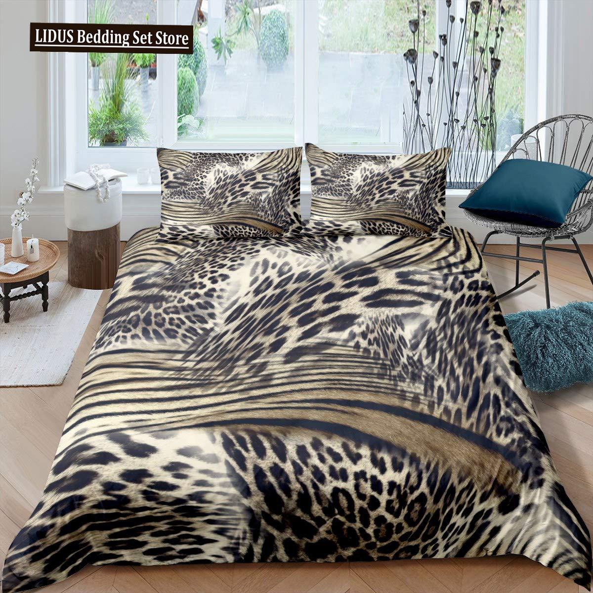 

Комплект пододеяльника с леопардовым принтом размера «queen» Комплекты постельного белья с гепардом Геометрический чехол для одеяла Чехол для одеяла с африканскими сафари животными Декор комнаты EU single(135x200cm)
