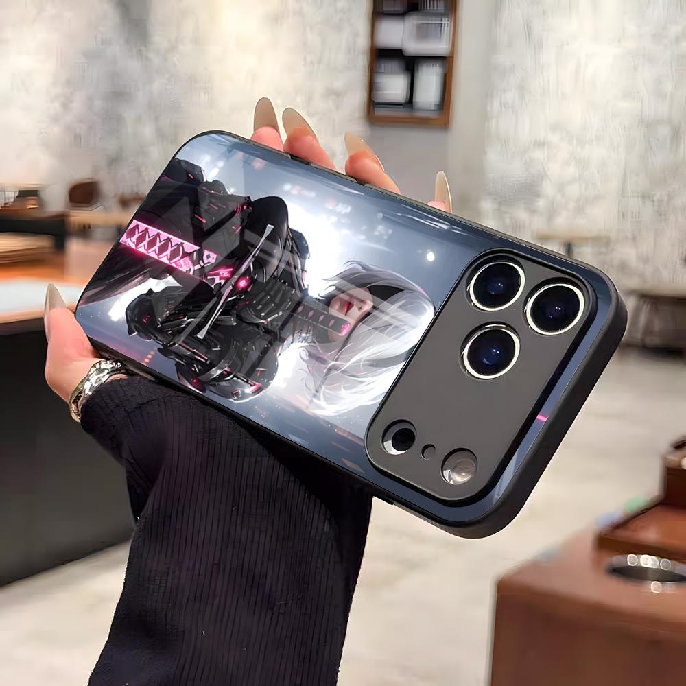 N-NieR A-Automata 2B Phone Case For IPhone 17 Air 16 E Pro Max 15 14 13 Mini 12 Pro 11 Max Plus Black Glass Cover