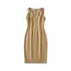 French Square Neck Sleeveless Summer Dress - High Waist Slim Bodycon with Slit