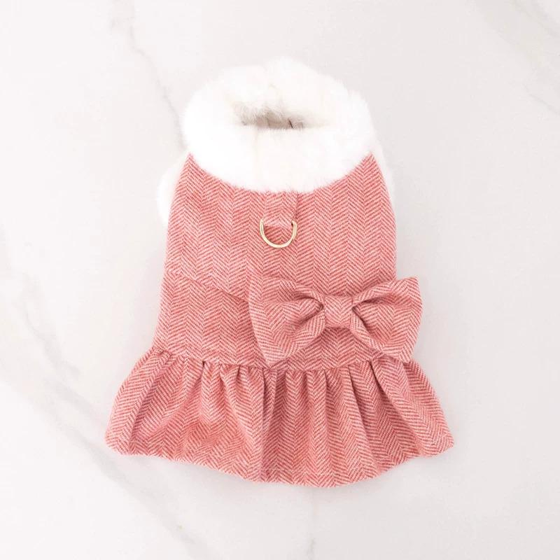 

Small Dog Dress Winter Puppy Clothes Pet Apparel Yorkshire Terrier Pomeranian Shih Tzu Maltese Poodle Bichon Schnauzer Clothing XXS розовый