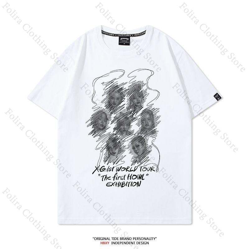 Team XG The first HOWL Concert Series Print Tshirt Cotton Summer Tops Short Sleeve Tee Daily Clothing Women Clothes Streetwear S