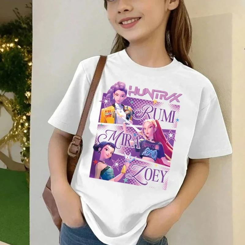 KPop Devil Hunter Cartoon Anime Printed Round Neck Fashion Casual Summer Comfortable Children's T-shirt