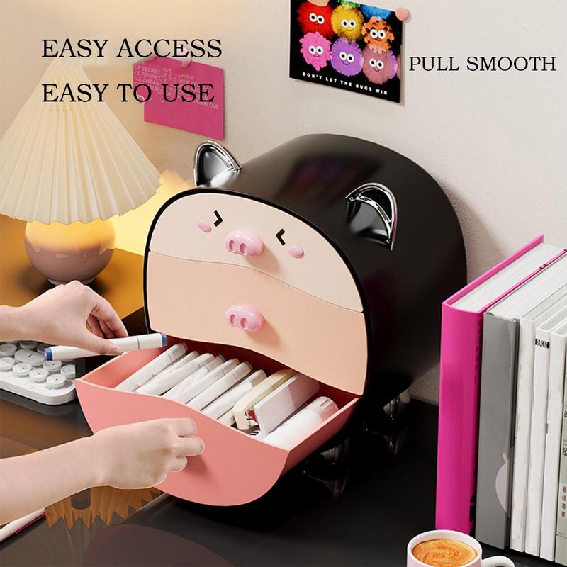 Cute Pig desktop stationery storage box Multi-layer drawer type cosmetics storage box students Home Organizer