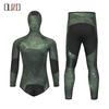 Mens 3.5mm Neoprene Separate Wetsuit Diving Snorkeling Surfing Winter Swimming Camo Green Hooded