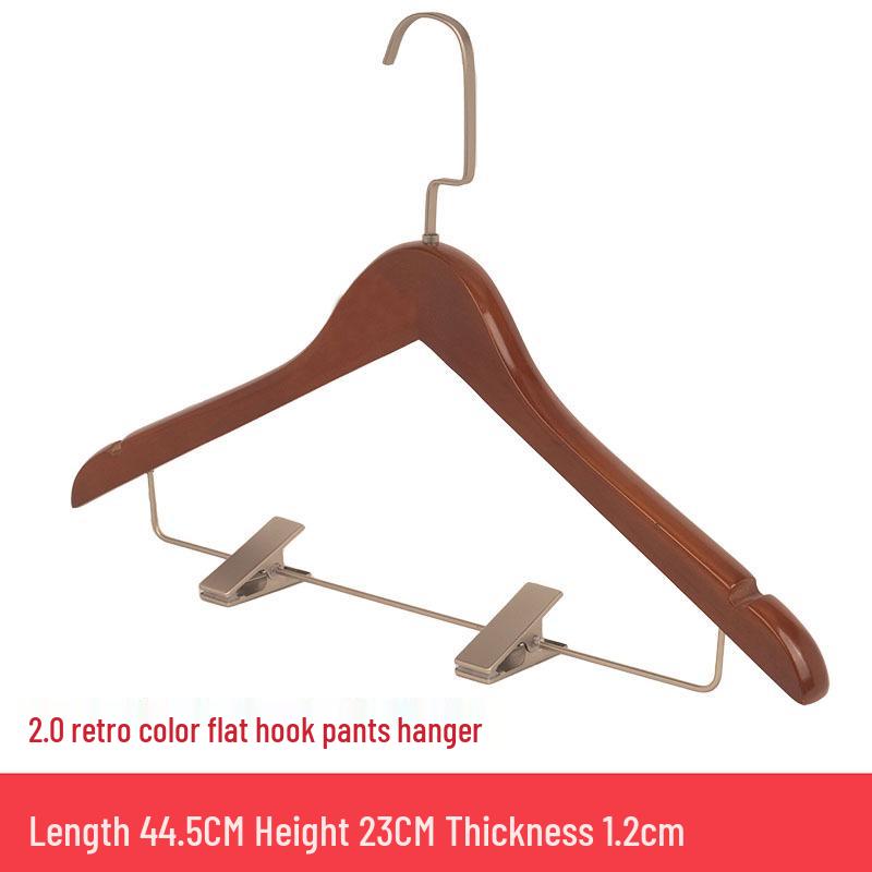 Five-Star Hotel Solid Wood Wide-Shoulder Non-Slip Hangers with Anti-Slip Clips