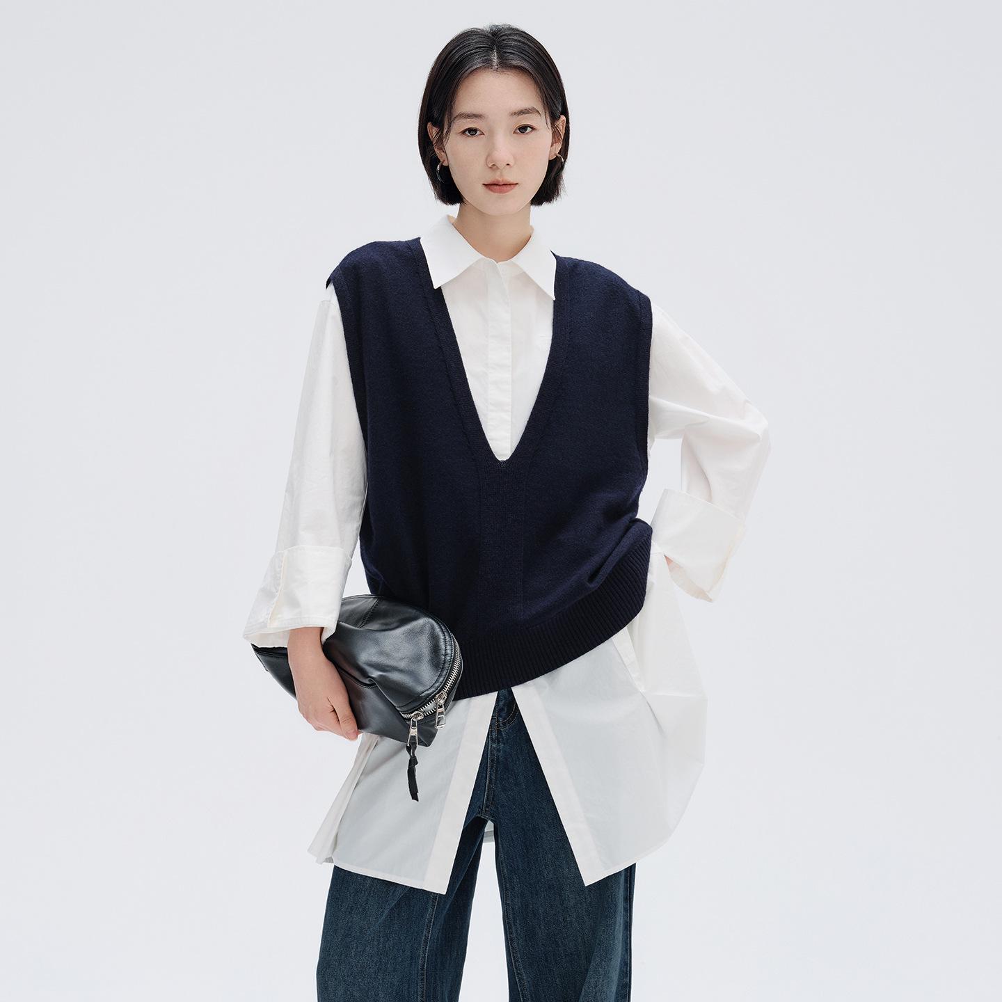 2026 Spring Women s Mid-length Shirt Dress - Long-sleeve, Pure Cotton, Square Neck, Simple Design, Trendy Silhouette Small