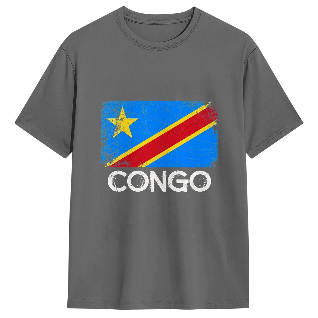 Congo Flag Unisexs T Shirts Crazy Tees Short Sleeve Crew Neck Tshirt 100 Cotton 6xl Clothing