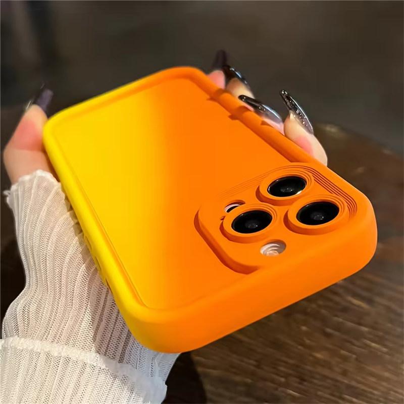 Gradient Liquid Silicone Soft Phone Case For iPhone 16 15 14 13 12 11 Pro Max Plus Candy Color Shockproof Thickened Bumper Cover