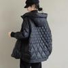 Women Light White Duck Down Jacket Casual Loose Over Size Autumn Winter Outwear with Hood Coat