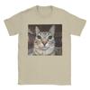 Silly Staring Cat Meme Mens T Shirts  Vintage Tees Short Sleeve Round Collar TShirts Pure Cotton Party Clothes