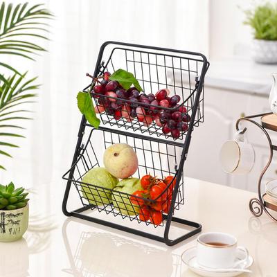 Double Layer Iron Storage Shelf Rack for Kitchen Seasoning Organizer Fruits Holder Assembly Bathroom Cosmetic Storage Basket