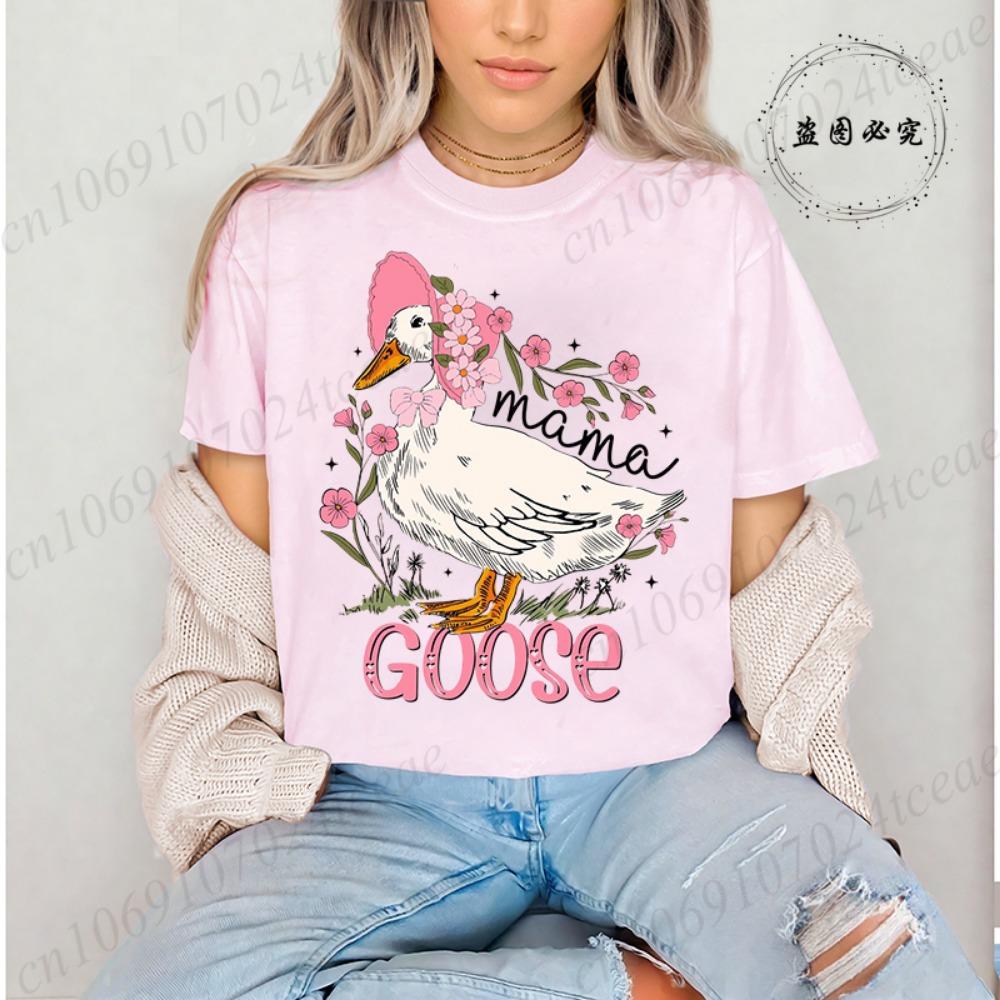 Mama Goose Cute T-Shirts for Women,Grateful for Being Mom Tee Tops,Strong and Bless Mom Women s Shirt Clothes,Gift for Mother M