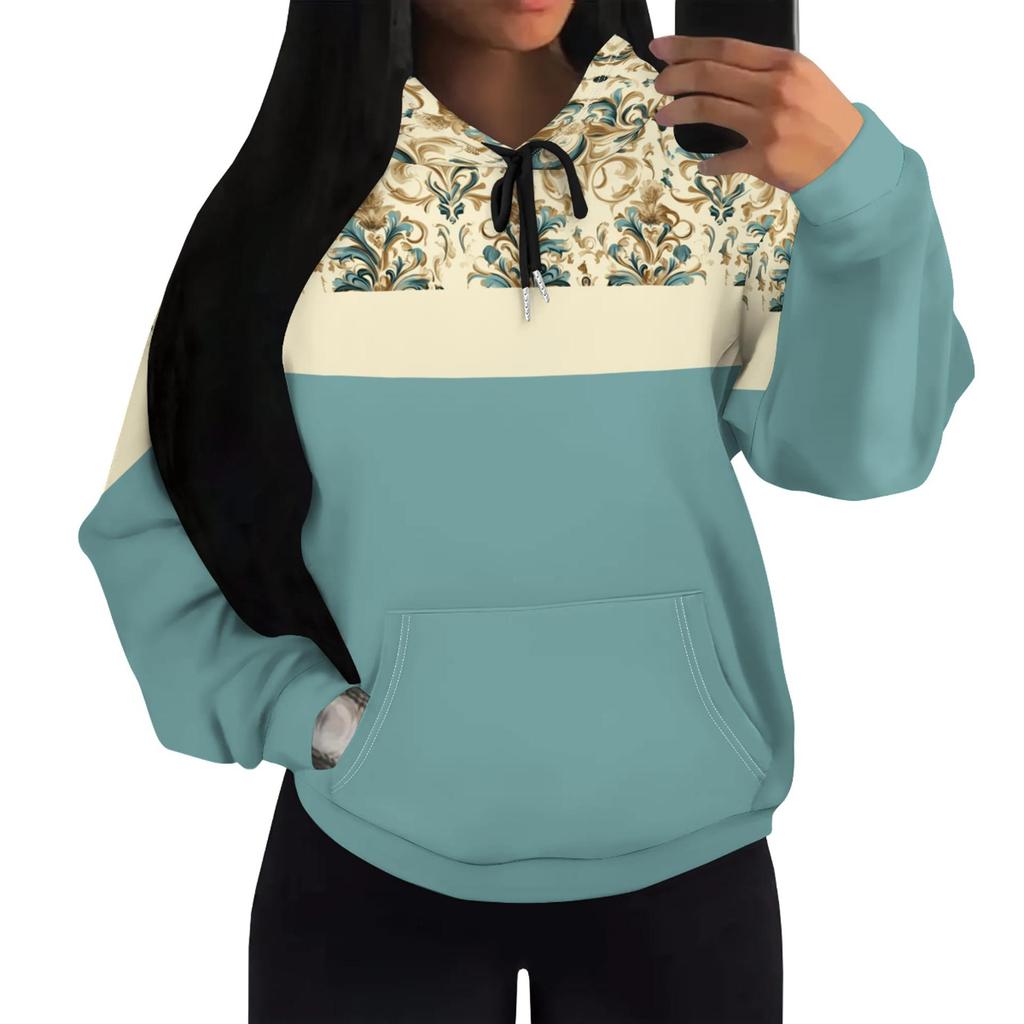 European & American Black Personality Pattern Hoodie with Patch Pockets H10553