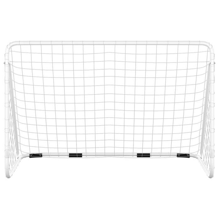VidaXL But de Football avec Filet Cage de But de Football But de Sport Rebondisseur de Soccer Jardin Extérieur Blanc 93370