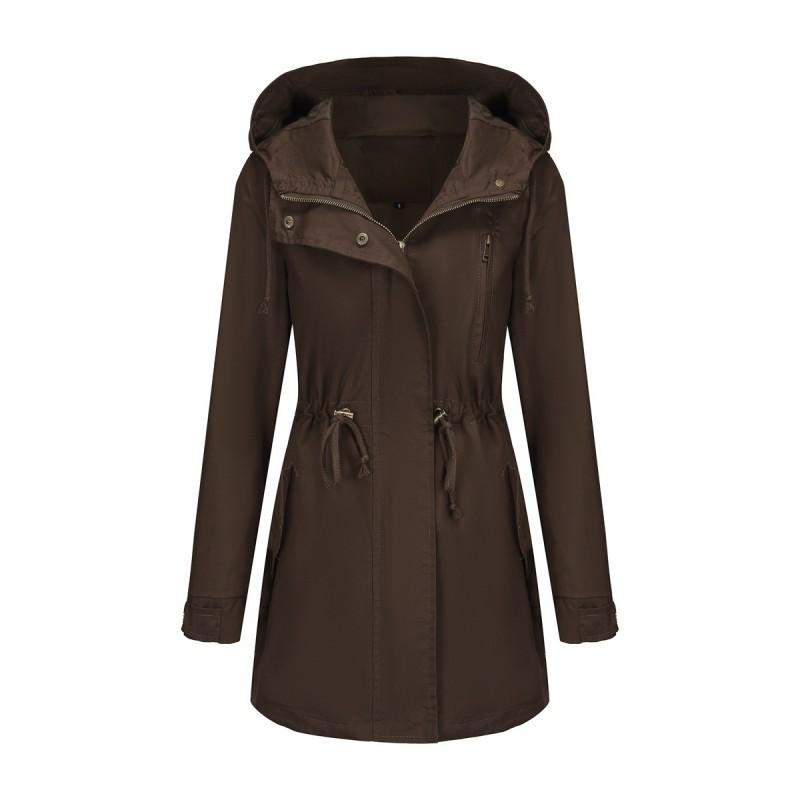 Womens Cotton Hooded Windbreaker Jacket Loose