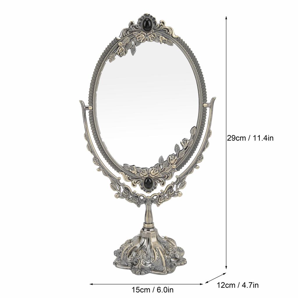 Make-Up-Spiegel Europäischer Metall-Retro-Doppelseitiger Spiegel für Badezimmer, Schlafzimmer, Ankleidezimmer(Bronze Groß )