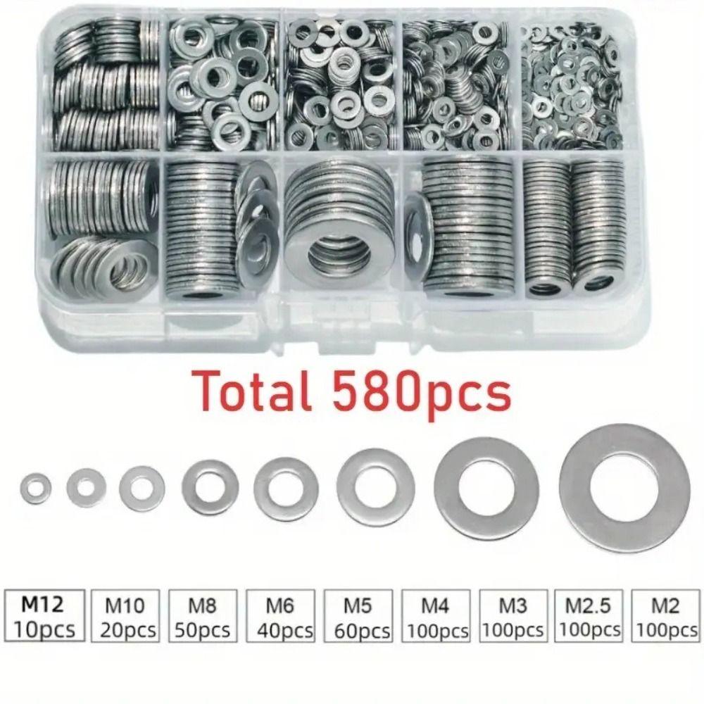 Assortment Kit Stainless Steel Washer Assortment Kit M2 M2.5 M3 M4 M5 M6 M8 M10 Plain Washer Flat Gasket Rings Flat Ring Shops