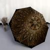 Golden Mandala Pattern Circular  Umbrella, Portable 3 Fold Compact Umbrella for Men & Women,S185