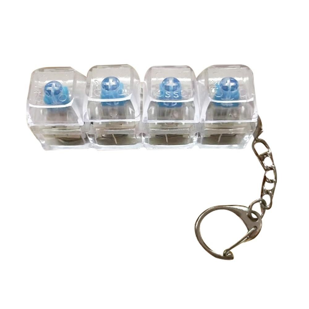 New Diy Keycaps Toy Keyboard Fidget Toys Stress Relief with Keychain 4-button Shaft Tester Finger Button Finger Keycaps Adults