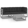 4 Pcs Garden Set with Cushions Solid Pine Wood