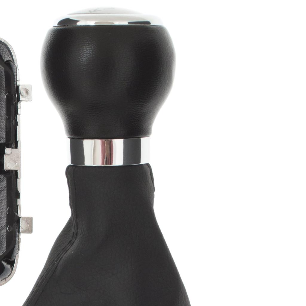 VW Passat B6 05-10 Gear Shift Knob Silver & Leather Boot with Chrome Frame, 6-Speed, Wide Ring