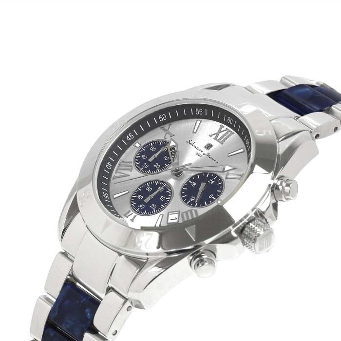 Salvatore Marra Men's Chronograph Watch SM23105-SSWHBL White/Blue Silver