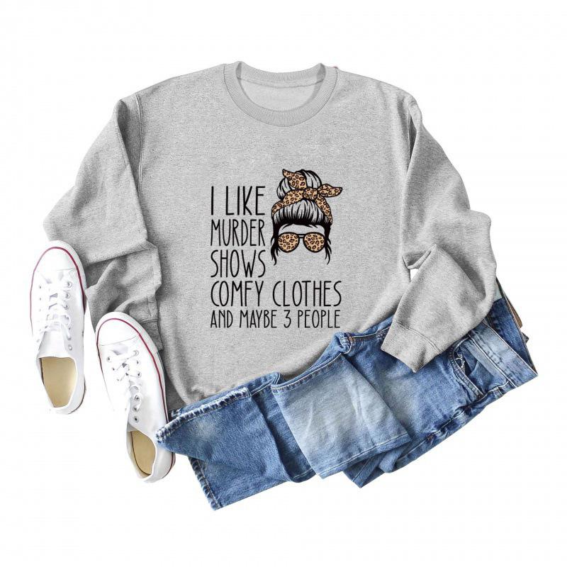 

I Like Murder Shows Fun Print Casual Hoodie L