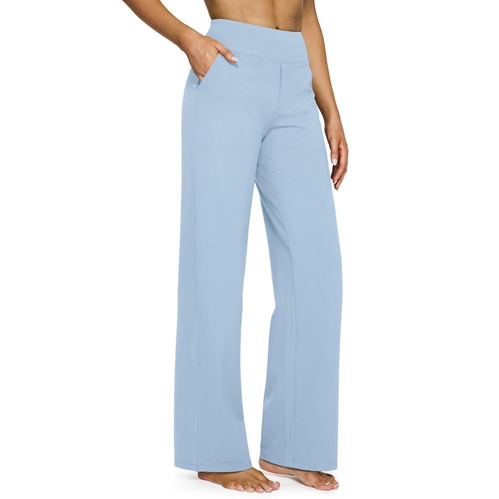 Pantaloni Casual a Vita Alta Gamba Dritta Tasche Ampie Pantaloni Yoga Donna Vestibilità Rilassata Pantaloni Sportivi
